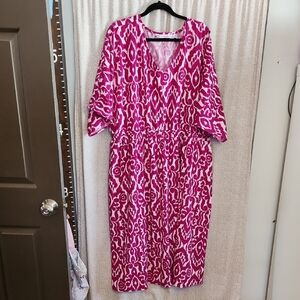 QVC Girl With Curves Elegant Pink Patterned Women's Dress